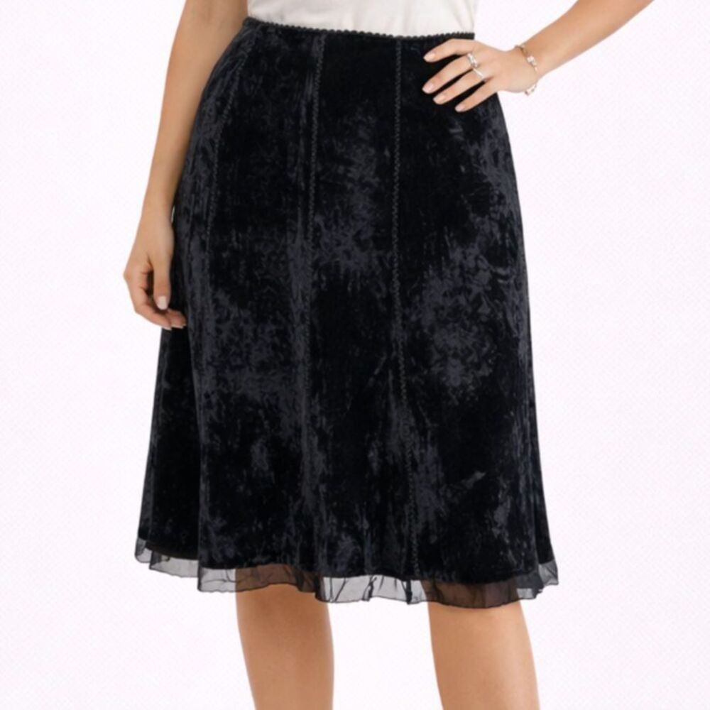 Silk Blend Elie Tahari Adora Burn-out Velvet Skirt Black Boho 6